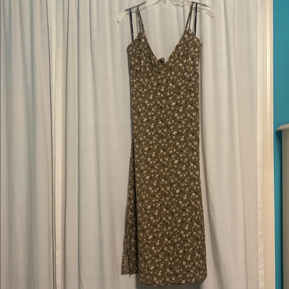 Forever 21 Olive Floral Midi Dress